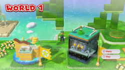 Hidden Luigi found on the World 1 map in Super Mario 3D World.