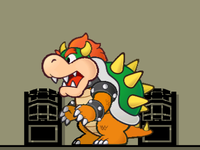 Moments before the game freezes from Bowser opening two chests simultaneously in the Flopside Pit of 100 Trials in Super Paper Mario.