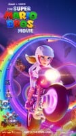 Poster featuring Princess Peach and kart-racing Kongs on Rainbow Road (alternate)