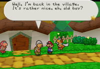 Kolorado talking to Mario and Parakarry in Koopa Village.