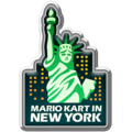 A common badge in Mario Kart Tour that depicts the Statue of Liberty