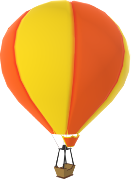 Rendered model of a yellow Hot-air balloon in Mario Kart Tour.