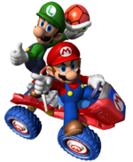 Artwork of Mario and Luigi for Mario Kart: Double Dash!!