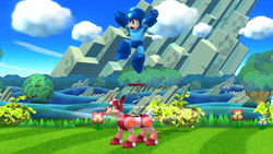 Mega Man's Rush Coil in Super Smash Bros. for Wii U.