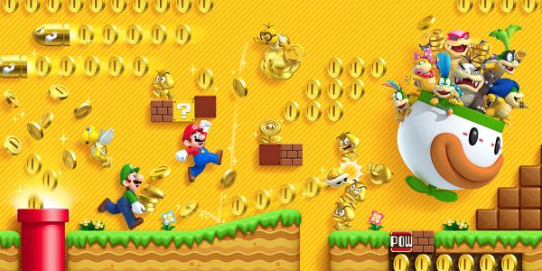 Banner for a Play Nintendo opinion poll on gold enemies from New Super Mario Bros. 2. Original filename: 2x1-NSMB2_poll_2.0290fa98.jpg