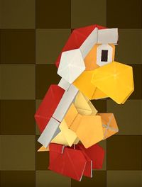 An origami Fire Bro from Paper Mario: The Origami King.