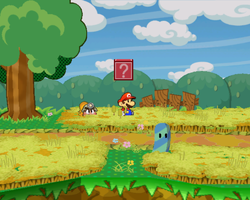 Second ? Block in Petal Meadows of Paper Mario: The Thousand-Year Door.