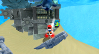 Mario swimming in Sea Slide Galaxy