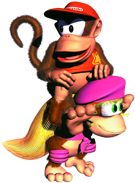 File:Diddy on Dixie Team-up DKC2.png