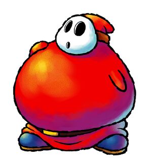 Artwork of a Fat Guy in Yoshi Topsy-Turvy (later used for Yoshi's Island DS)