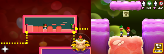 Block 23 in Flab Zone of Mario & Luigi: Bowser's Inside Story + Bowser Jr.'s Journey.