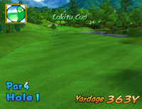 Hole 1 of Lakitu Valley from Mario Golf: Toadstool Tour.