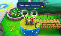 Screenshot of Mario and Luigi finding hammers in Mario & Luigi: Dream Team