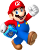 Artwork of Mario holding a Dice Block from Mario Party: Island Tour.