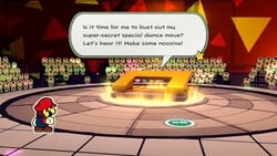 Hole Punch prepares to use The Whole Punch against Mario.