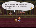 Mario and Goombella arrive at the starting corridor at the Palace of Shadow.