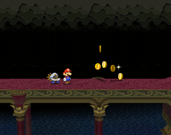 Mario after destroying the third firebar in Palace of Shadow of Paper Mario: The Thousand-Year Door.
