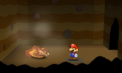 Mario near the Turkey Thing in Rugged Road of Paper Mario: Sticker Star.