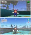 Comparison between the early and final versions of the rooftop pool