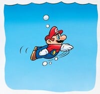 Artwork of Mario swimming from Super Mario World