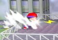 Ness uses his PK Fire move in Super Smash Bros.