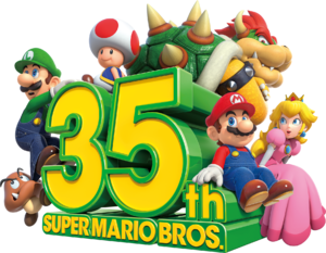 The logo for the Super Mario Bros. 35th Anniversary