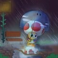Concept art of a rainy day in the Mushroom Kingdom