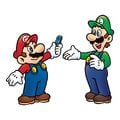 Mario handing Luigi a Joy-Con