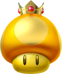 Artwork of a Golden Dash Mushroom from Super Mario Party
