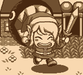 Link getting chased by BowWow in The Legend of Zelda: Link's Awakening DX