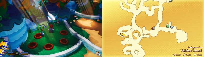 Fourth hidden block in Twistee Island from Mario & Luigi: Brothership.