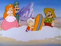 Mario, Luigi, and Princess Peach are angry at Toad
