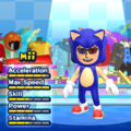 Sonic the Hedgehog Mii Costume in the game Mario & Sonic at the London 2012 Olympic Games for the Wii.