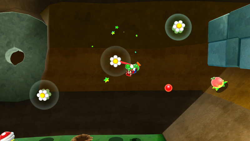 File:SMG2 Yoshi Swinging on Flower Grapple.png