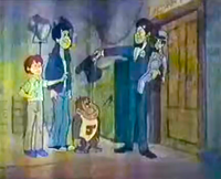 Dandy Andy introduces himself to Bones and Donkey Kong Jr. in the Saturday Supercade episode "The Ventriloquist Caper"