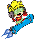 9-Volt riding his skateboard SK8