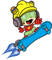 9-Volt riding his skateboard SK8