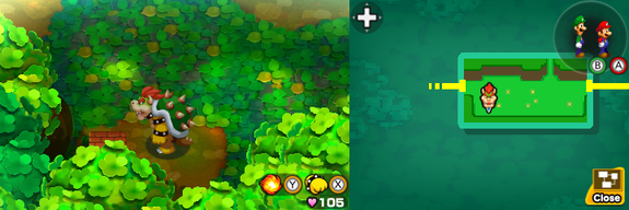 Fourth block in Dimble Wood of Mario & Luigi: Bowser's Inside Story + Bowser Jr.'s Journey.