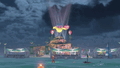 A distant view of Koopa Troopa Beach at night
