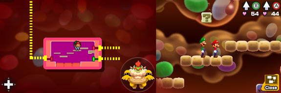 Seventh block in Flab Zone of Mario & Luigi: Bowser's Inside Story + Bowser Jr.'s Journey.