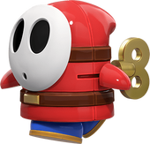 A Shy Guy (toy) from Mario vs. Donkey Kong on Nintendo Switch.