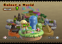 The World Select screen with all worlds unlocked