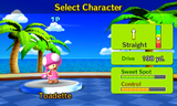 Character select screen with Toadette.