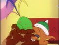 Hip falls into his volcano due to Yoshi's meddling