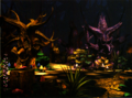 A 3D rendered artwork of a glade-like portion in Gloomy Gulch, which is perhaps Ghostly Grove's, judging by the colors used.