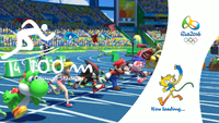 Loading screen for the 100m event in Mario & Sonic at the Rio 2016 Olympic Games on Wii U