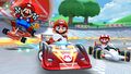 Mario (Classic) drifting in the Lightning Streamliner on GCN Yoshi Circuit