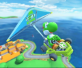 The icon of the Yoshi Cup challenge from the 2019 Paris Tour; a Glider Challenge set on GCN Yoshi Circuit (reused as the Diddy Kong Cup's bonus challenge in the 2020 Los Angeles Tour, the Luigi Cup's bonus challenge in the 2021 Yoshi Tour, and the Kamek Cup's bonus challenge in the Mii Tour)