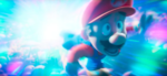 Mario being sucked into the Warp Pipe