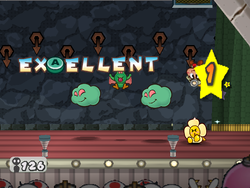 Goombella using Multibonk in Paper Mario: The Thousand-Year Door